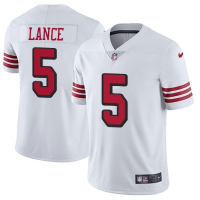 San Francisco 49ers #5 Trey Lance White Rush Men's Stitched NFL Vapor Untouchable Limited Jersey Men's